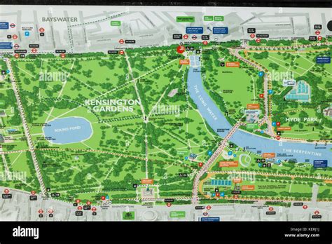 England, London, Kensington, Kensington Gardens, Map Stock Photo - Alamy