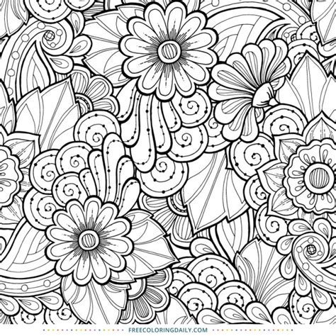 Free Coloring Printable Floral Swirls | Free Coloring Daily