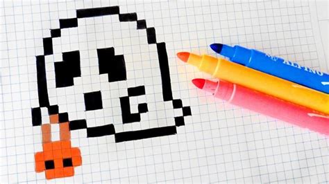 Halloween Pixel Art - How To Draw Halloween Ghost #pixelart | Dibujos en cuadricula, Dibujos ...