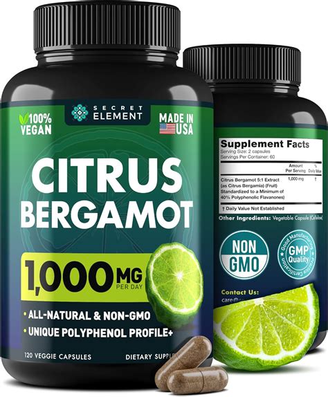 Secret Element Citrus Bergamot Extract 1000mg - Organic Citrus Bergamot ...