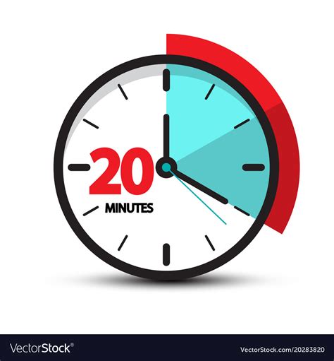 Twenty minutes clock face icon smbol isolated on Vector Image