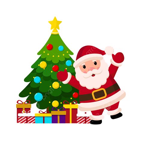 Santa Claus With Christmas Tree, Christmas, Winter, Santa Claus PNG and Vector with Transparent ...