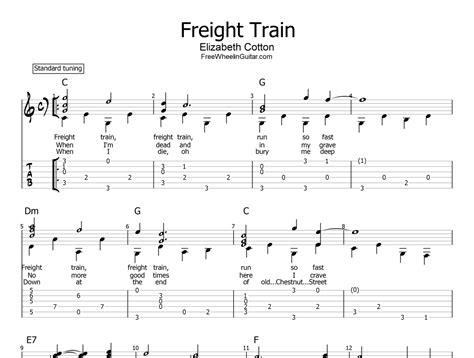 Freight Train - Fingerstyle Guitar Tab - FreewheelinGuitar.com