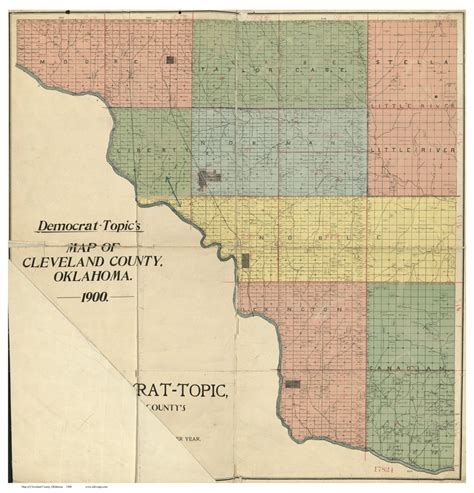 Cleveland County Oklahoma 1900 Old Wall Map with Landowner | Etsy