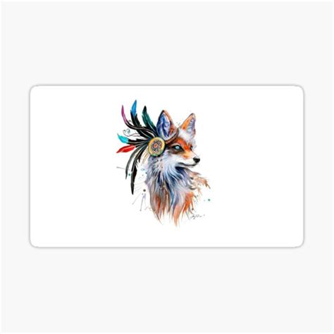 "Watercolor fox tattoo stencil" Sticker by The-Gypsy-Wilds | Redbubble