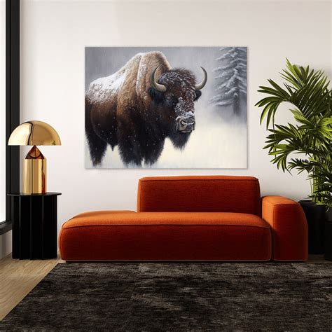 Bison Snowstorm Trees 9 Canvas Wall Art Decor - Etsy