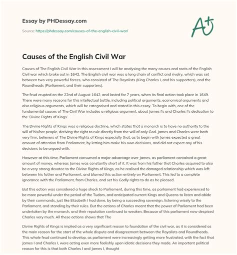 Causes of the English Civil War - PHDessay.com