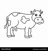 Cute cow cartoon coloring Page For Kids Royalty Free Vector sketch template