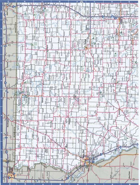 Western Iowa highway roads map.Map of West Iowa cities and highways