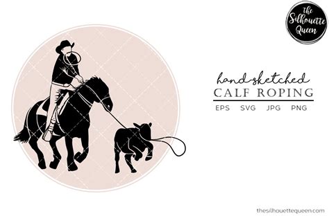 Hand drawn Rodeo Calf Roping Vector Sketch (519952) | Cut Files ...