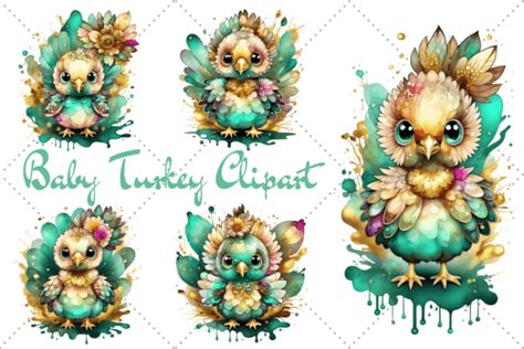 Cute Baby Turkey Clipart PNG Bundle Graphic by YnovaArt · Creative Fabrica