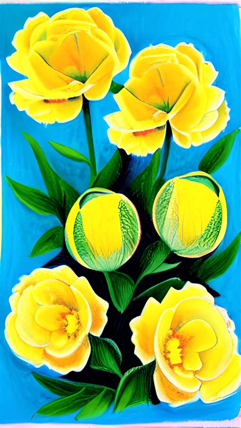 Yellow Peonies Illustration Painting · Creative Fabrica