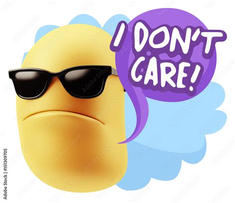 3d Rendering Angry Character Emoji saying I Don't Care with Colorful ...