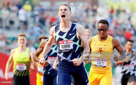 Clayton Murphy celebrates finishing first in the Men's 800 Meters... News Photo - Getty Images