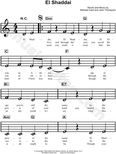 Amy Grant "El Shaddai" Sheet Music for Beginners in C Major - Download & Print - SKU: MN0130227