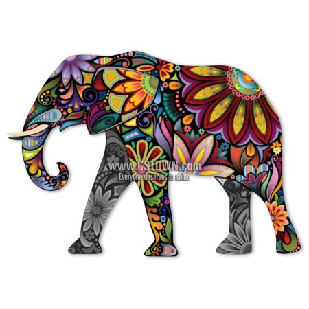 Colored Drawing Elephant Printable Vinyl Heat Transfer - CSTOWN