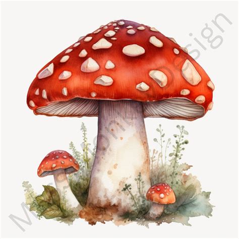 Watercolor Mushroom Art Digital File, PNG - Etsy