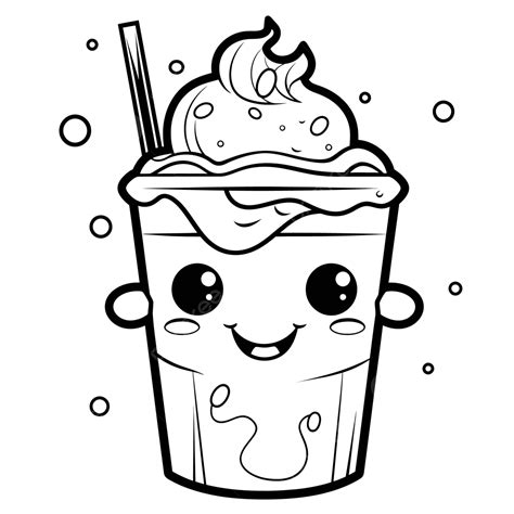 Simple Drawing Of A Cool Milkshake Coloring Page Outline Sketch Vector ...