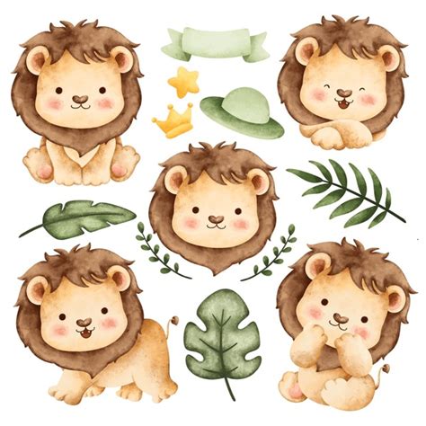 7,685 Cartoon Lion Watercolor Images, Stock Photos, 3D objects ...