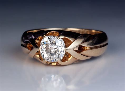 Antique 1 Carat Diamond Gold Men's Ring | Antique mens rings, Mens gold ...