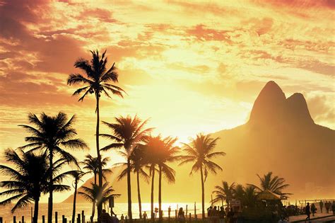 Sunset Over Ipanema Beach Photograph by Buena Vista Images - Fine Art ...