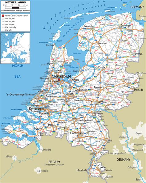 Large road map of Netherlands (Holland). Netherlands large road map ...