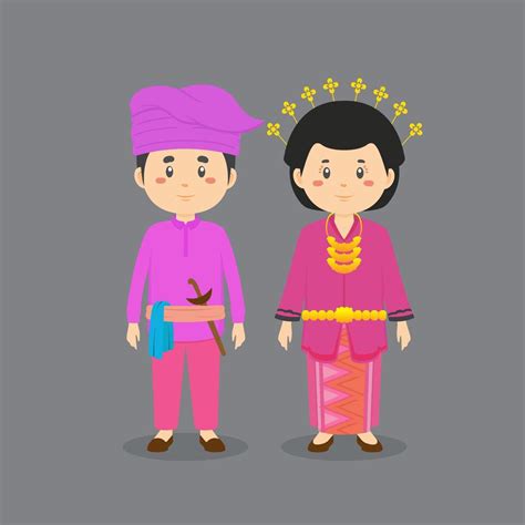 Cartoon Couple Wearing Riau Traditional Dress 1220575 Vector Art at Vecteezy