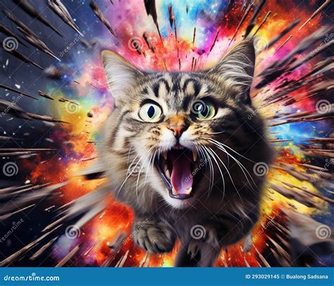 Cat is Exploding during a Scientific Experiment. Stock Illustration ...