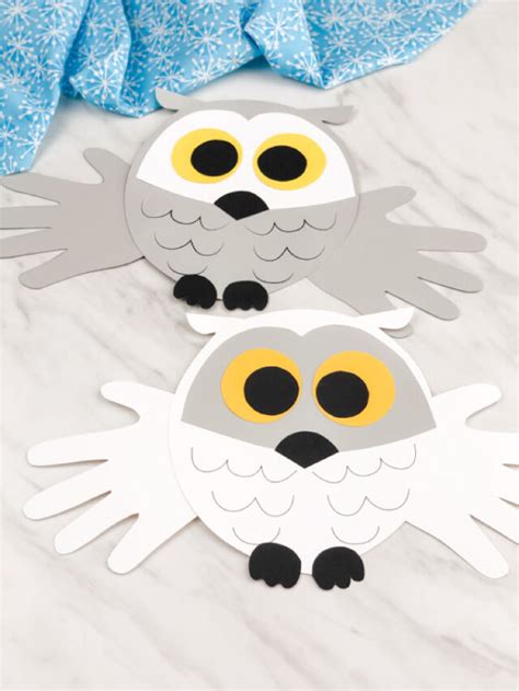 Handprint Snowy Owl Craft For Kids [Free Template] Story - Simple Everyday Mom