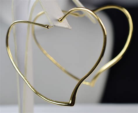 $3,000 Retail 18K Gold Tiffany & Co. Elsa Peretti Large Open Heart Hoop Earrings | Property Room