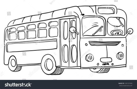 Black White Cartoon Illustration School Bus: Vector có sẵn (miễn phí ...