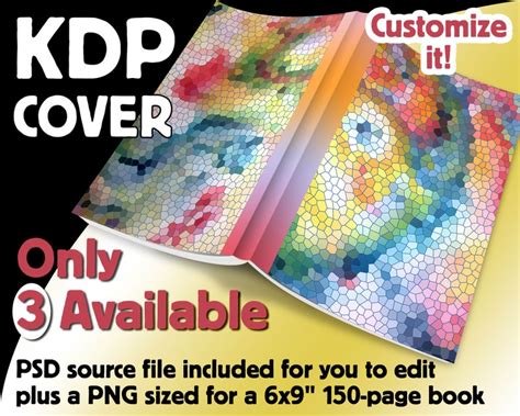 6x9 Colorful KDP Book Cover Design PSD & PNG 6x9 White 150 Pages Kindle Cover Template Stained ...