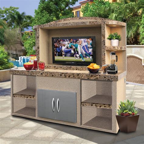 Cal Flame Crystal Outdoor Entertainment Center Serving Bar | Outdoor ...