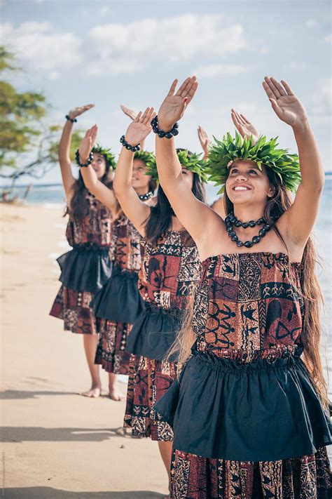 "Group Of Teenage Traditional Hawaiian Hula Dancers Performing On The Beach" by Stocksy ...