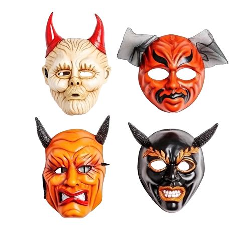 Halloween Carnival Masks, Devil, Mummy, Pumpkin And Vampire Party Mask PNG Transparent Image and ...