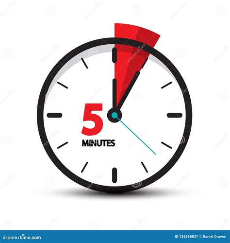 Five Minutes Clock Icon Isolated Stock Vector - Illustration of time, urgent: 135868837