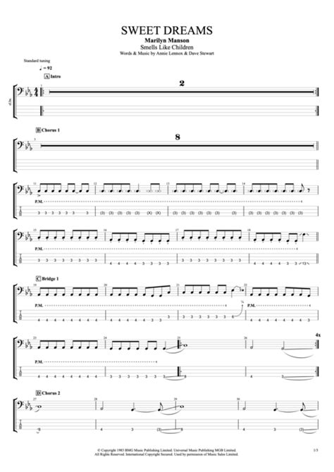 Sweet Dreams Tab by Marilyn Manson (Guitar Pro) - Full Score | mySongBook