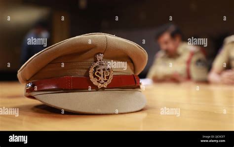 Indian Police Hat on the Table Stock Photo - Alamy