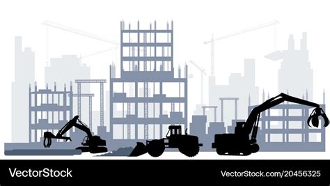 Silhouette of a construction site Royalty Free Vector Image