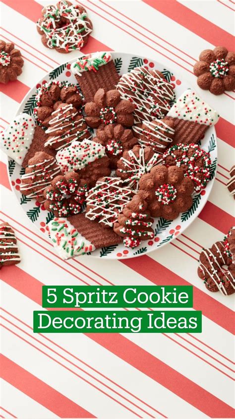 5 Spritz Cookie Decorating Ideas | Spritz cookies, Spritz cookie recipe, Chocolate spritz cookies