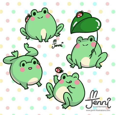 Frogs are cute 😊🐸 . . . #frog #chibi #ladybug #jenniilustrations # ...