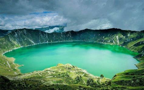 Ecuador, Andes, Caldera, Volcano, Clouds, Grass, Mountain, Water, Green ...