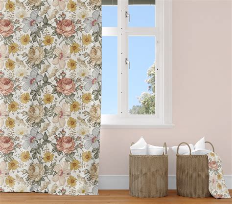 Vintage Floral Curtains Floral Room Decor Floral Nursery - Etsy