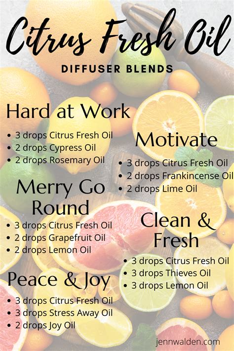 Citrus Fresh Essential Oil Diffuser Blends | Essential oil blends ...