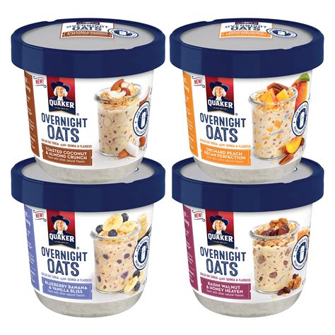 Amazon.com : Quaker Overnight Oats, Variety Pack, Breakfast Cereal, 12 Cups : Grocery & Gourmet Food