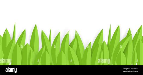 Green paper grass horizontal seamless border design. Illustration Stock Photo - Alamy