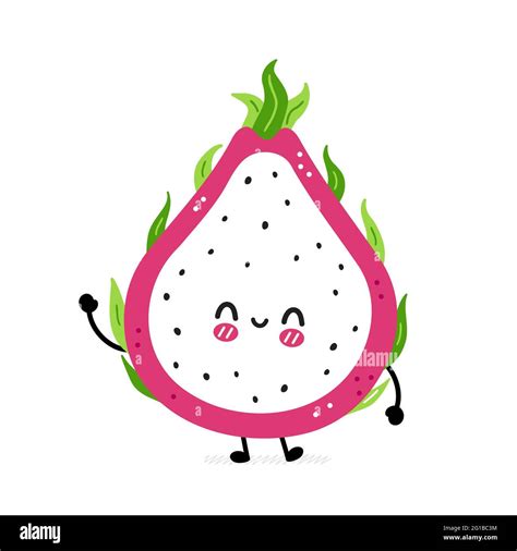 Cute funny dragon fruit. Vector hand drawn cartoon kawaii character ...