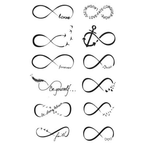 Buy Sheet of Realistic Infinity Symbol Temporary Transfer Tattoos With Love Quotes Birds and ...