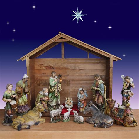 30-Inch 14-Piece Artisan Nativity Set with Stable