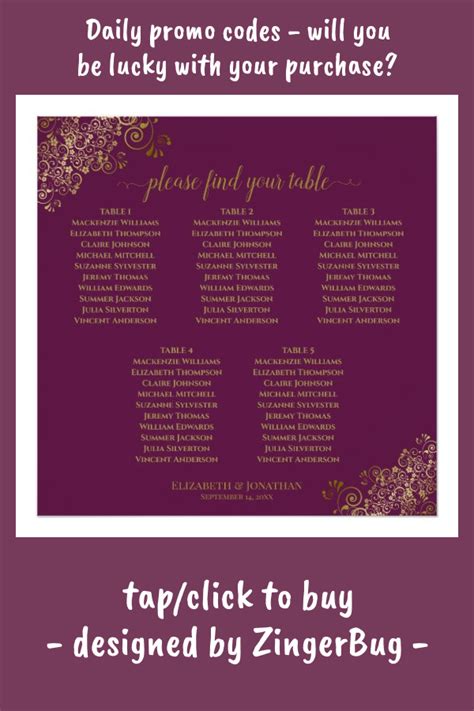 5 Table Cassis Purple & Gold Wedding Seating Chart | Zazzle | Purple and gold wedding, Seating ...